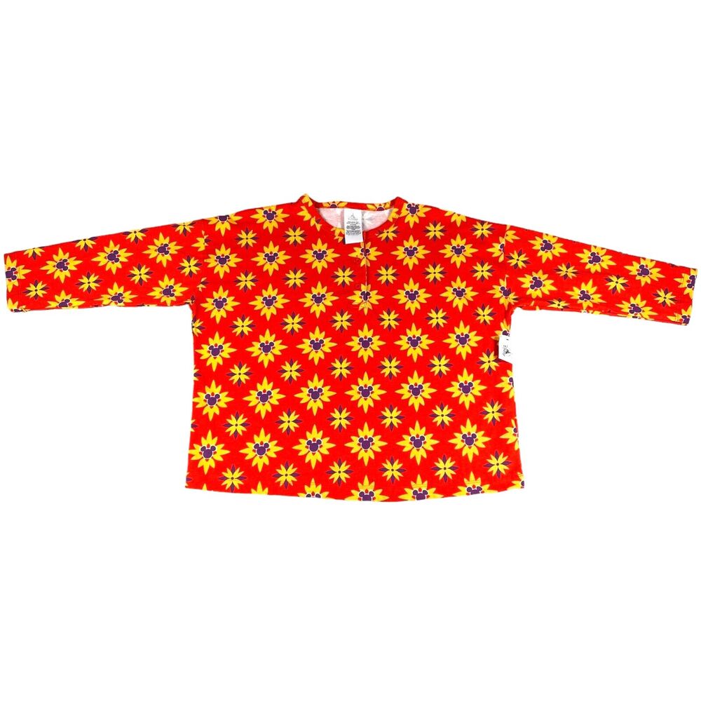 Disney Polo Shirt Women's Small Orange Mickey Mouse Morocco Pavilion Long Sleeve